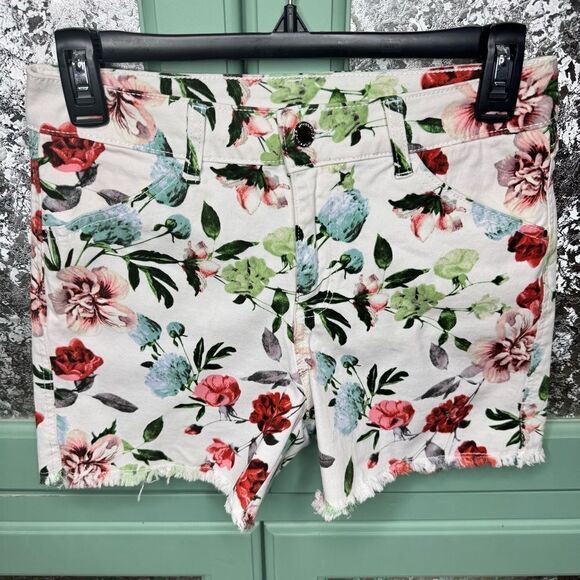 Workshop Republic floral print raw edge cut off shorts size 4 - Picture 1 of 7